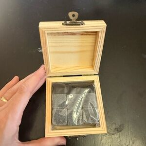 Gray Whiskey Stones Set in Wooden Box